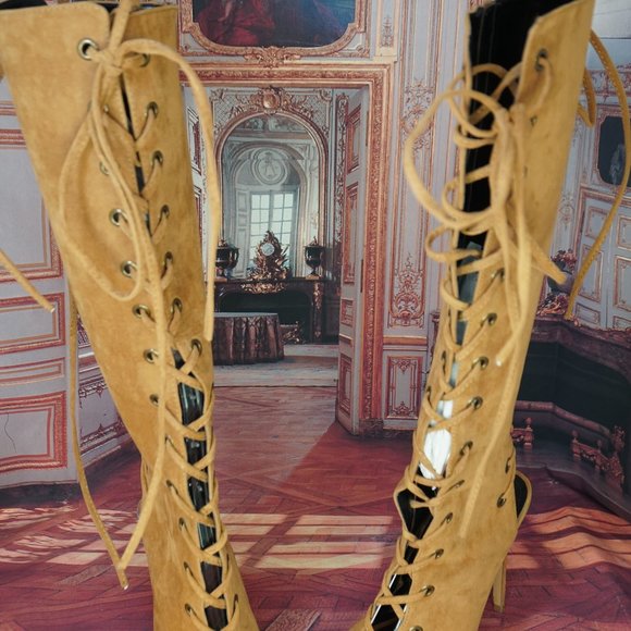 SHOE REPUBLIC NOAH Laceup Knee boot Tan Sz8 - Picture 4 of 14